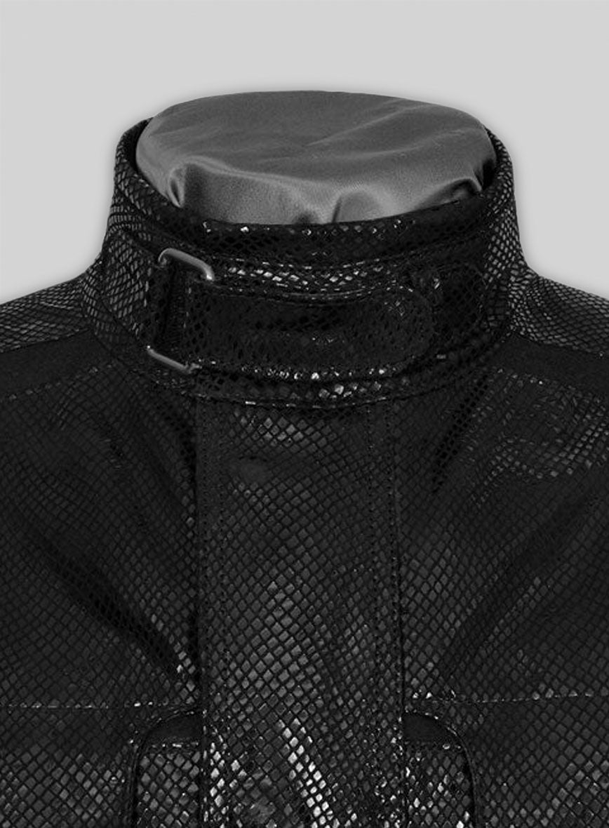 Snake Emboss Black Avengers Age of Ultron Leather Jacket