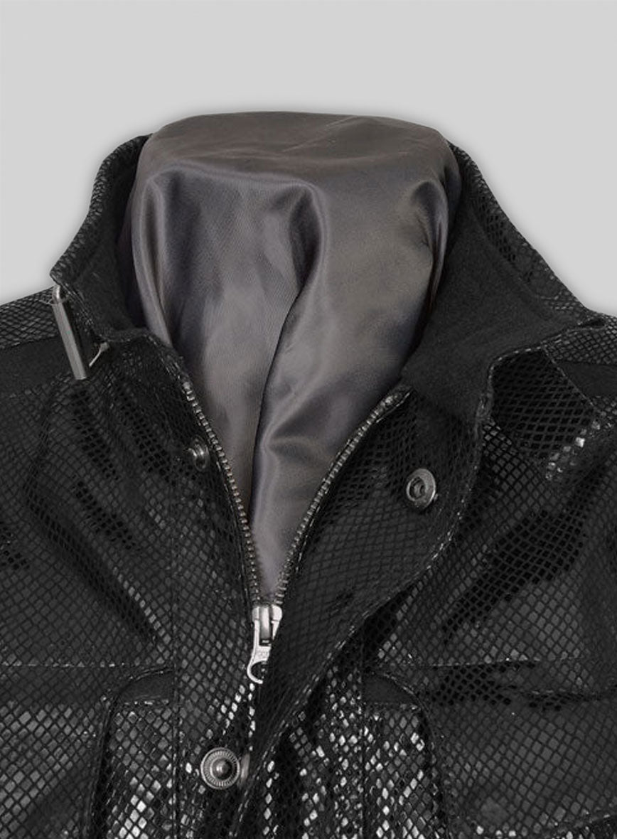 Snake Emboss Black Avengers Age of Ultron Leather Jacket