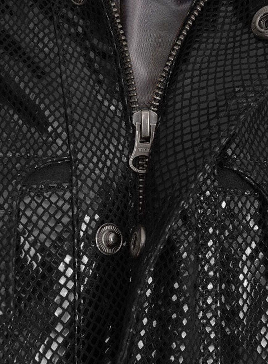 Snake Emboss Black Avengers Age of Ultron Leather Jacket