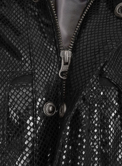 Snake Emboss Black Avengers Age of Ultron Leather Jacket