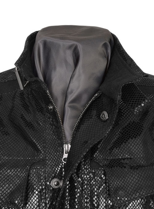 Snake Emboss Black Avengers Age of Ultron Leather Jacket - LeatherCult