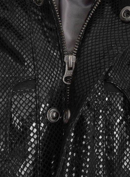 Snake Emboss Black Avengers Age of Ultron Leather Jacket - LeatherCult