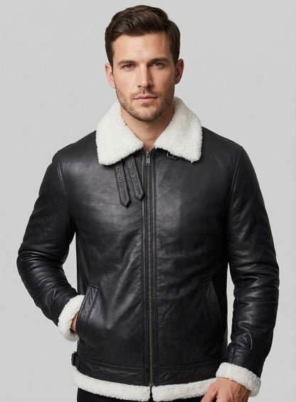 B3 Aviator Black Leather Jacket