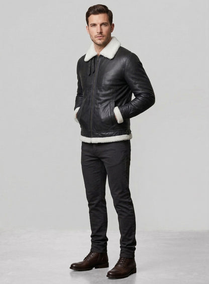 B3 Aviator Black Leather Jacket