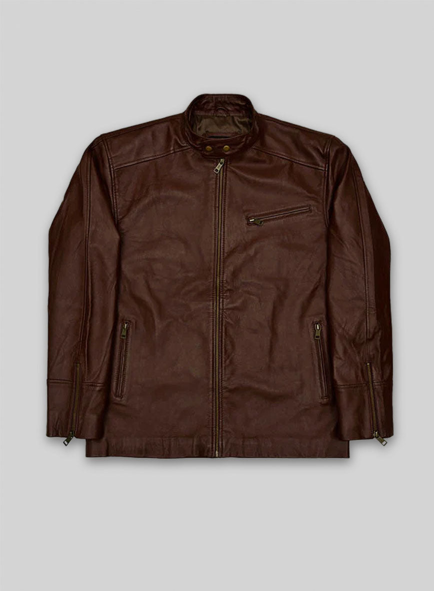 Bascilo Brown Leather Cycle Jacket #3 - 3XL