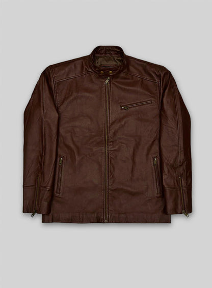 Bascilo Brown Leather Cycle Jacket #3 - 3XL