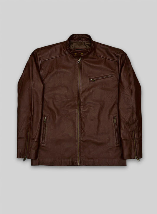 Bascilo Brown Leather Cycle Jacket #3 - 3XL