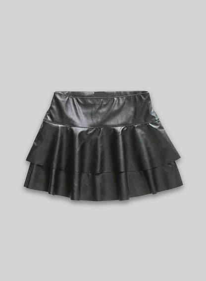 Baseball Flare Leather Skirt - # 482