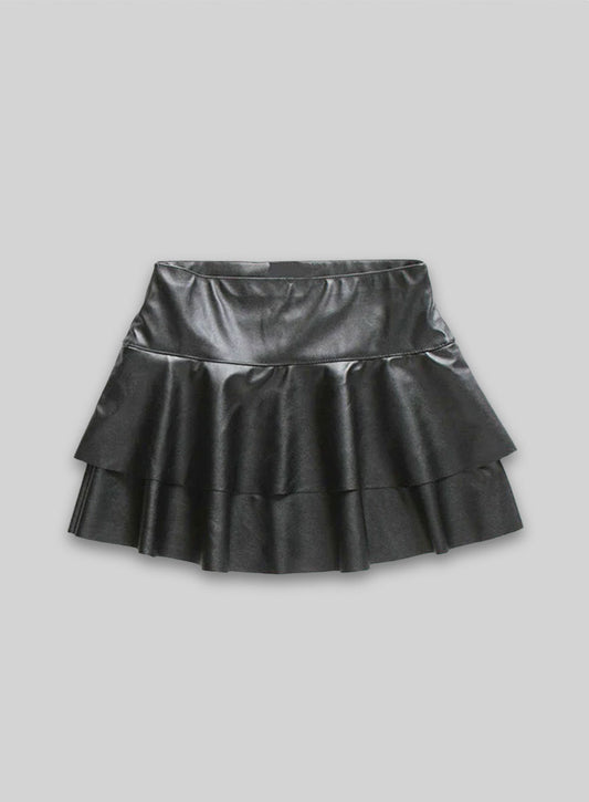 Baseball Flare Leather Skirt - # 482