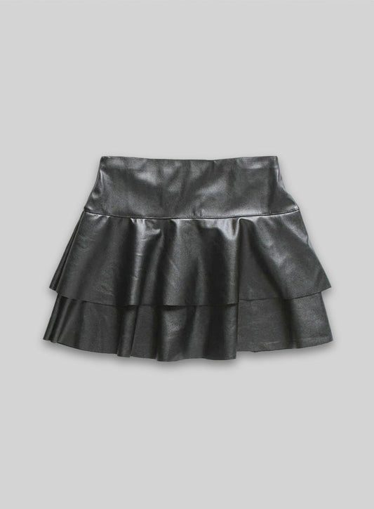 Baseball Flare Leather Skirt - # 482