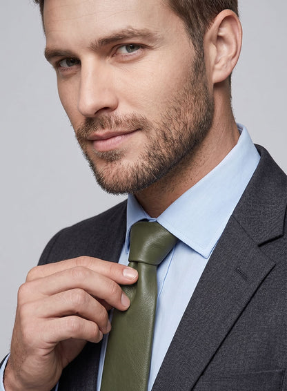 Basicallo Green Leather Tie