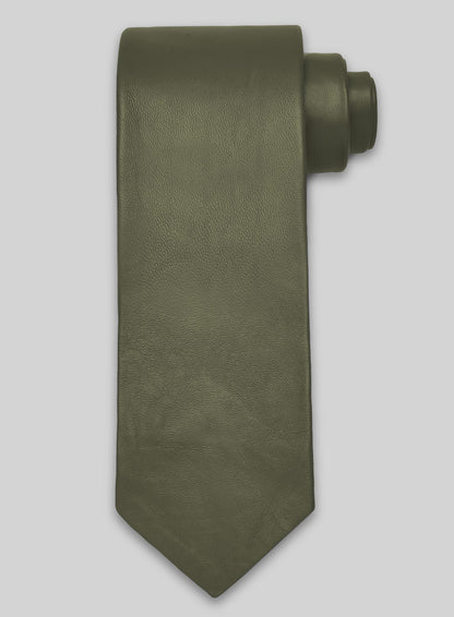 Basicallo Green Leather Tie