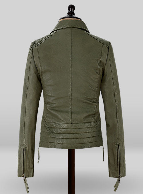Basicallo Green Washed Leather Jacket #255 - LeatherCult