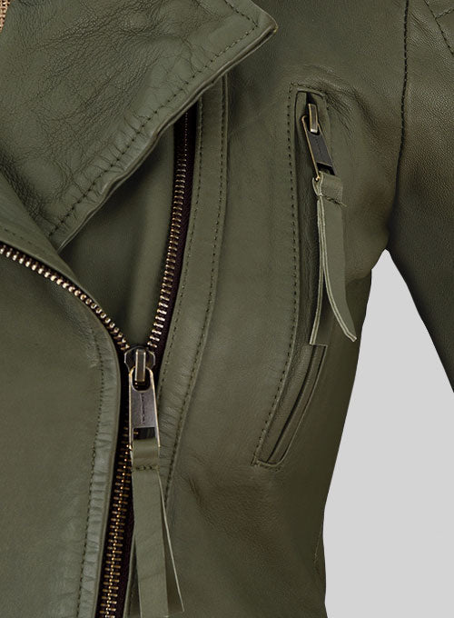 Basicallo Green Washed Leather Jacket #255 - LeatherCult