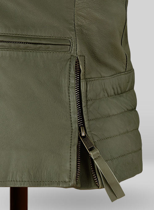 Basicallo Green Washed Leather Jacket #255 - LeatherCult