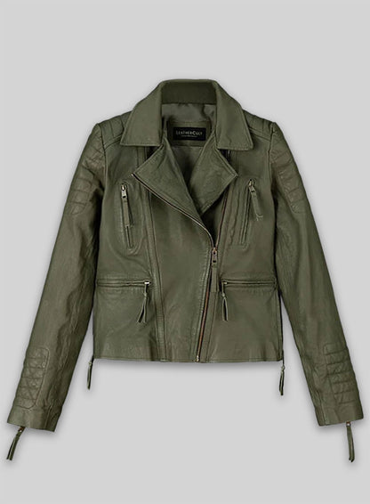 Basicallo Green Washed Leather Jacket #255