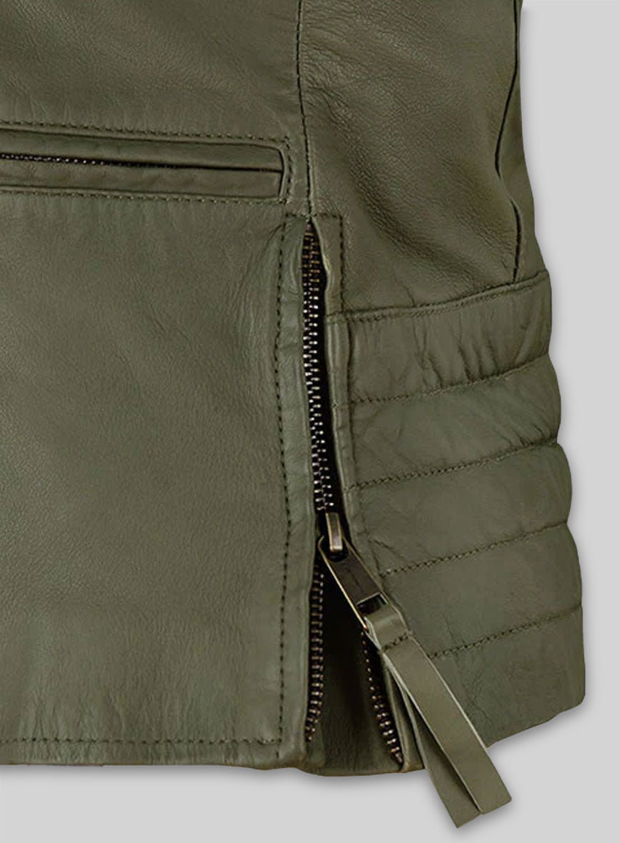 Basicallo Green Washed Leather Jacket #255