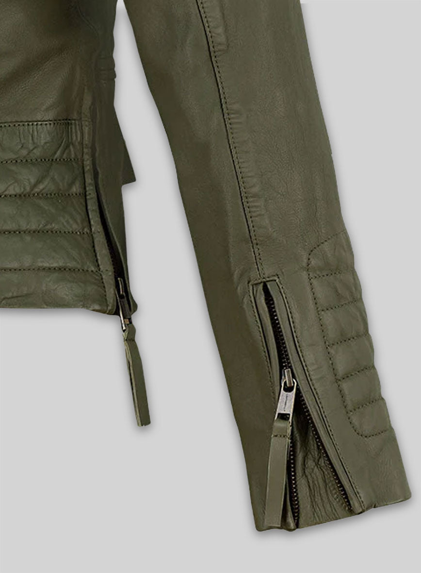 Basicallo Green Washed Leather Jacket #255