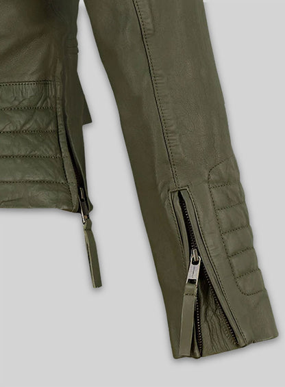 Basicallo Green Washed Leather Jacket #255