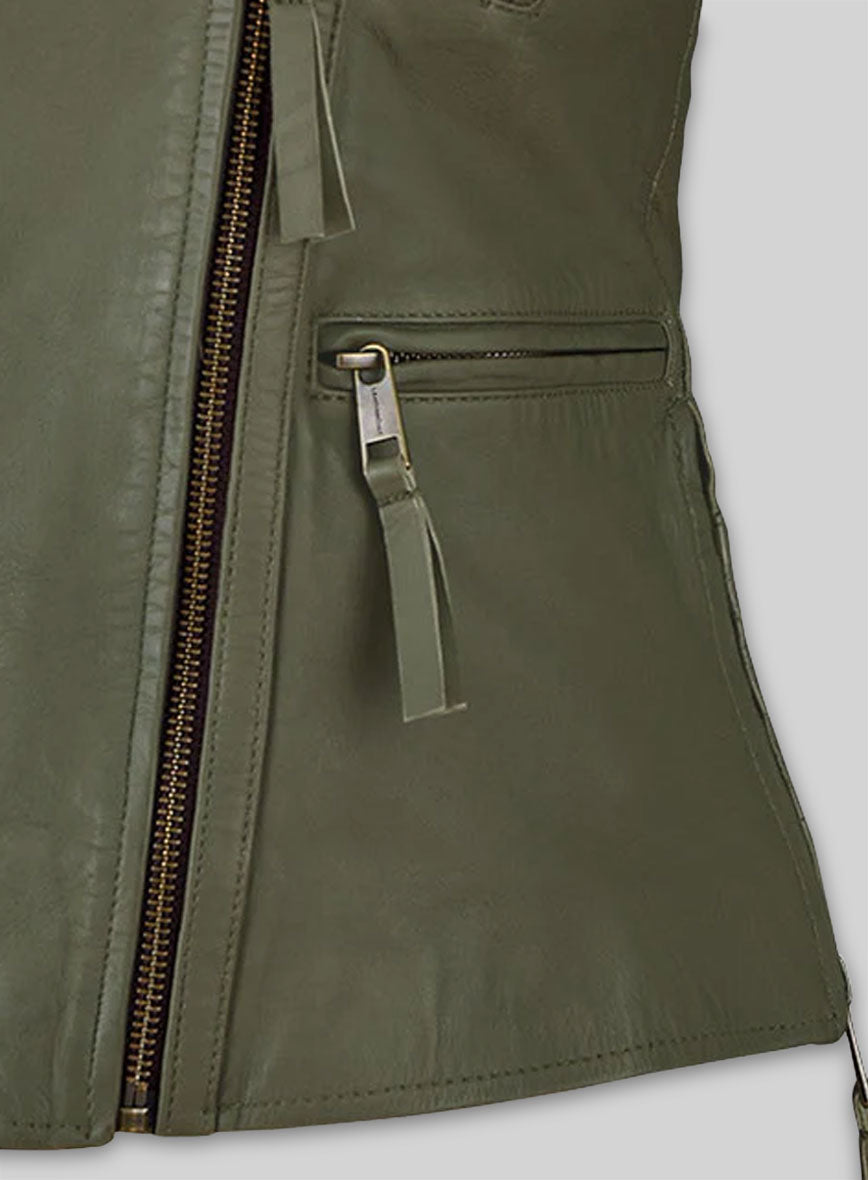 Basicallo Green Washed Leather Jacket #255