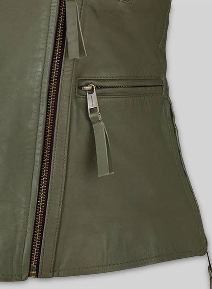 Basicallo Green Washed Leather Jacket #255