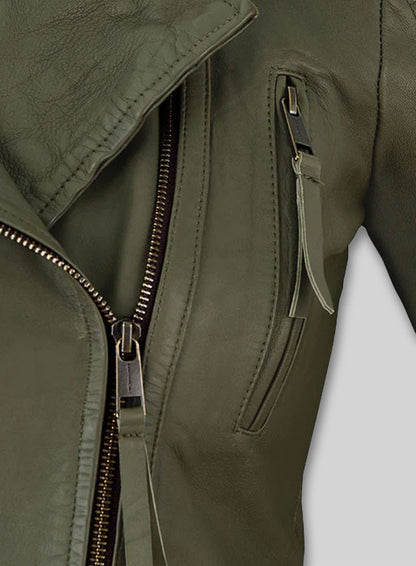 Basicallo Green Washed Leather Jacket #255