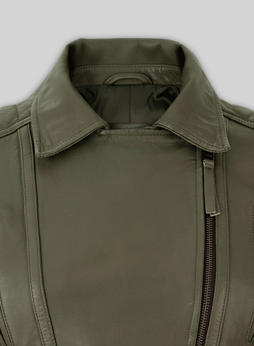 Basicallo Green Washed Leather Jacket #255