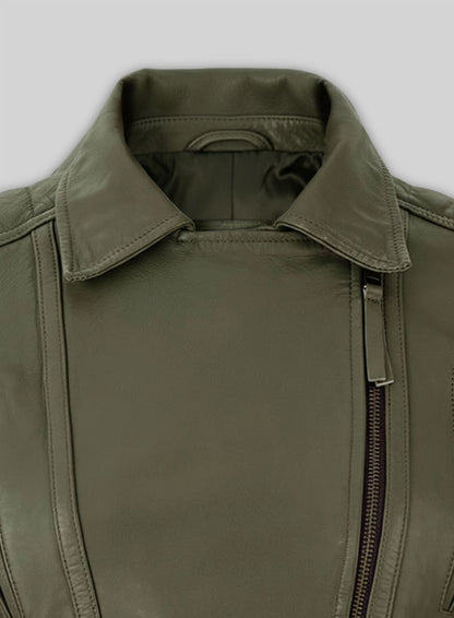 Basicallo Green Washed Leather Jacket #255