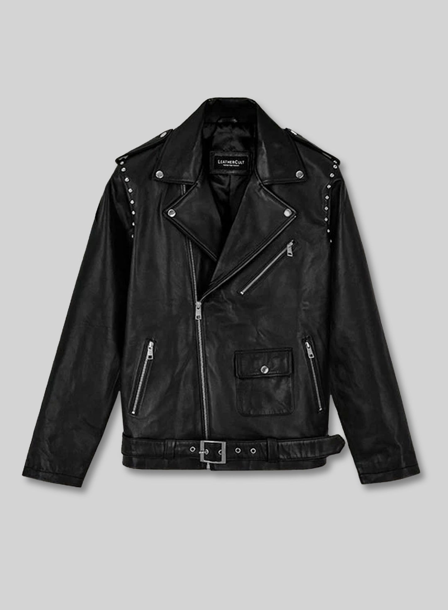 Basic Studded Leather Jacket