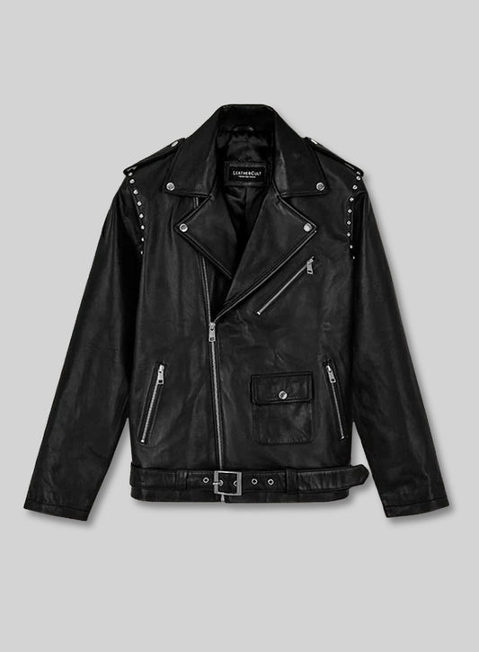 Basic Studded Leather Jacket