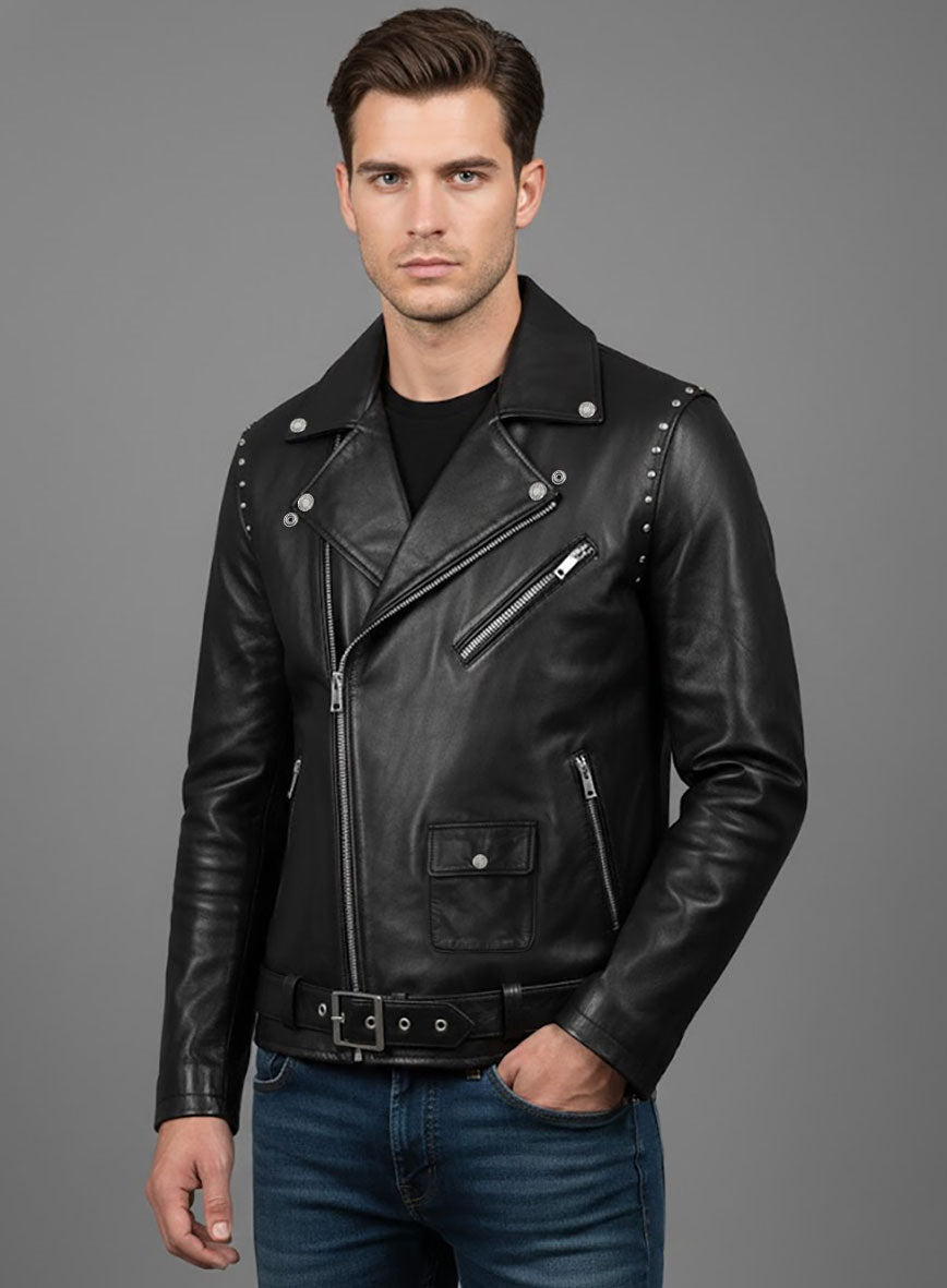 Basic Studded Leather Jacket