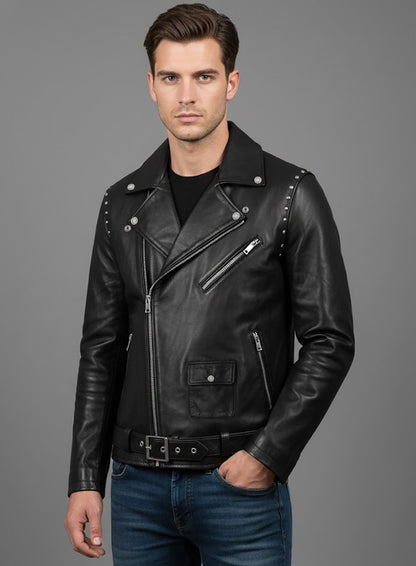 Basic Studded Leather Jacket