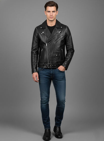 Basic Studded Leather Jacket
