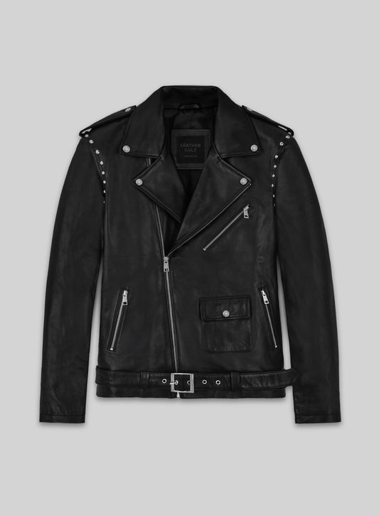 Basic Studded Leather Jacket