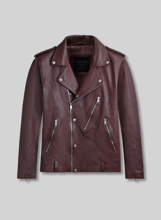 Beast Burgundy Biker Leather Jacket
