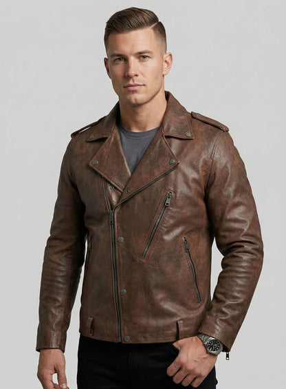 Beast Spanish Brown Biker Leather Jacket