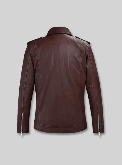 Beast Burgundy Biker Leather Jacket