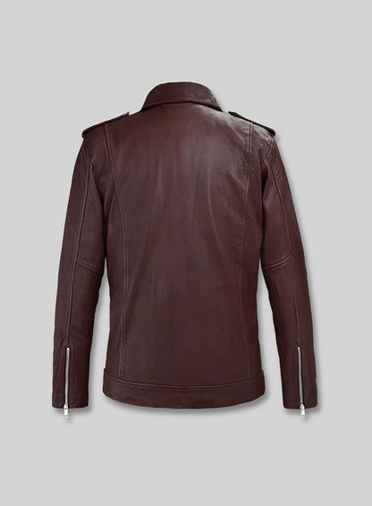 Beast Burgundy Biker Leather Jacket