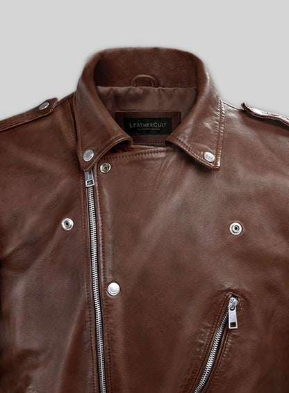 Shotgun Spanish Brown Moto Leather Jacket