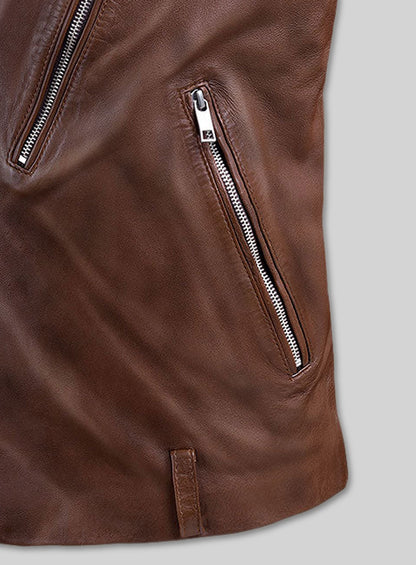 Shotgun Spanish Brown Moto Leather Jacket