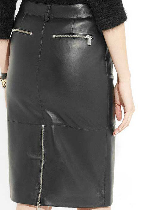 Beckley Zip Detail Leather Skirt - # 402 - LeatherCult