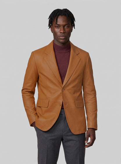 Bella Brown Lambskin Leather Blazer