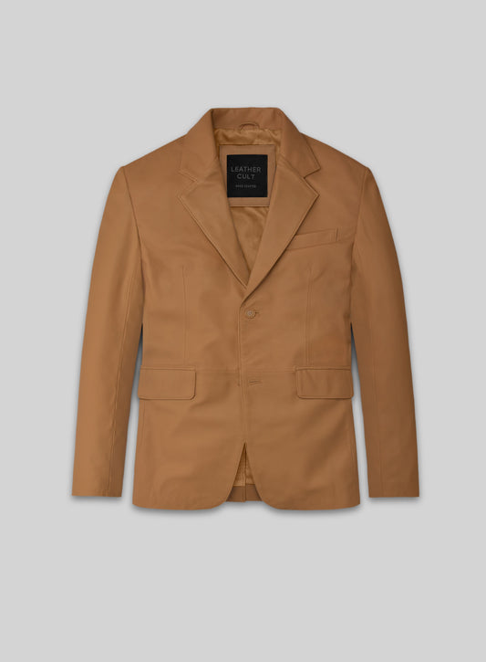 Bella Brown Lambskin Leather Blazer