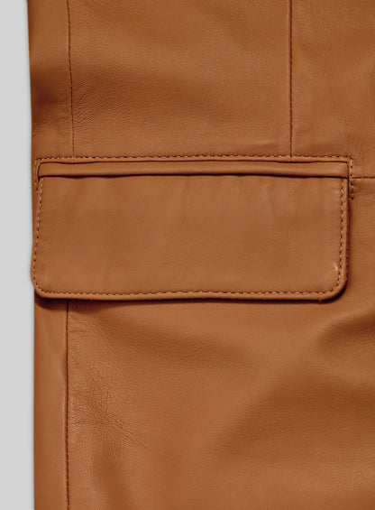 Bella Brown Lambskin Leather Blazer