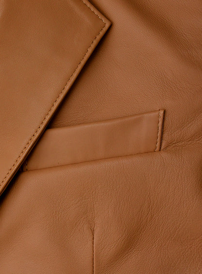 Bella Brown Lambskin Leather Blazer