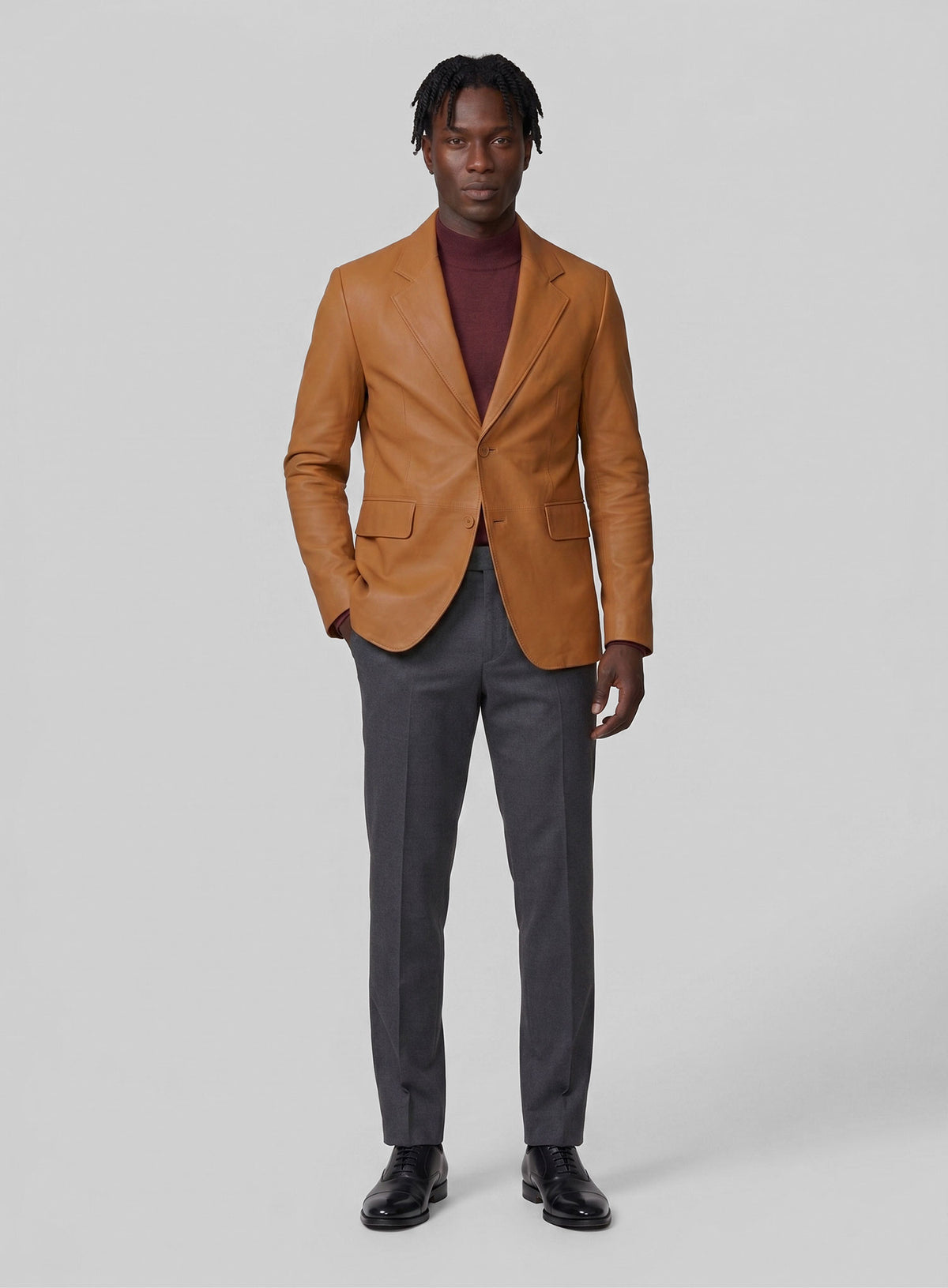 Bella Brown Lambskin Leather Blazer