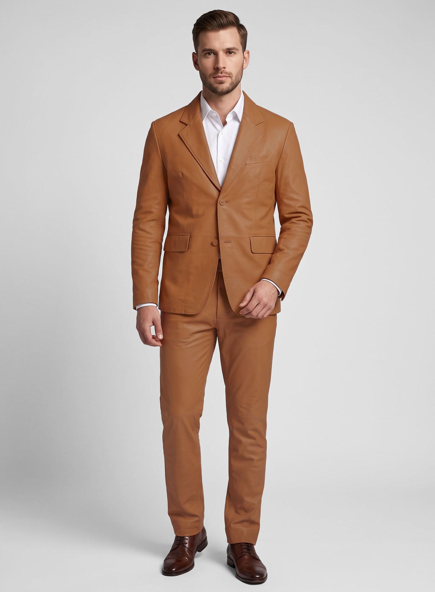 Bella Brown Lambskin Leather Suits