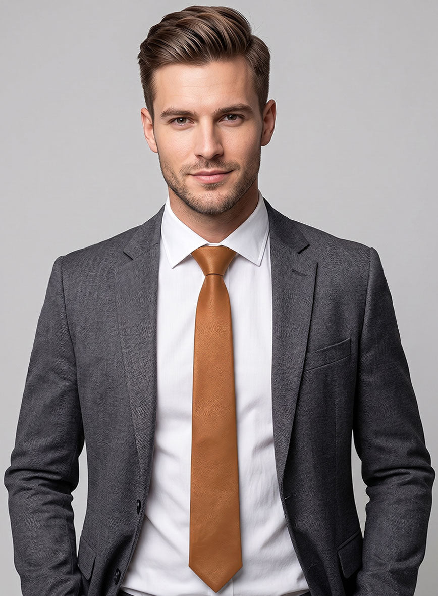 Bella Brown Lambskin Leather Tie