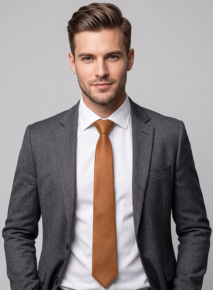 Bella Brown Lambskin Leather Tie