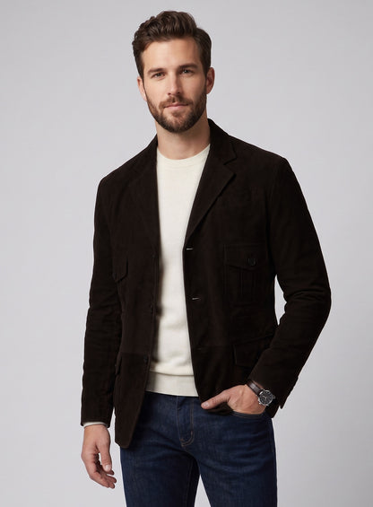 Black Coffee Suede Leather Blazer - #712